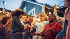 Diverse friend group at a summer party